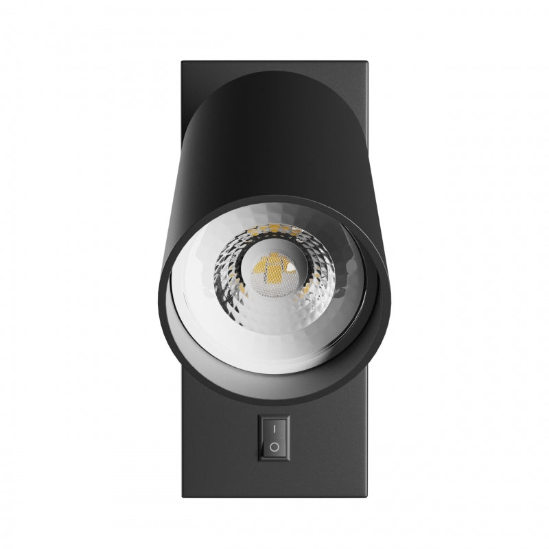 Spectrum LED GU10 wall sconce, surface mounted, 230V IP20 Black aluminium round 55x100mm for indoor lighting