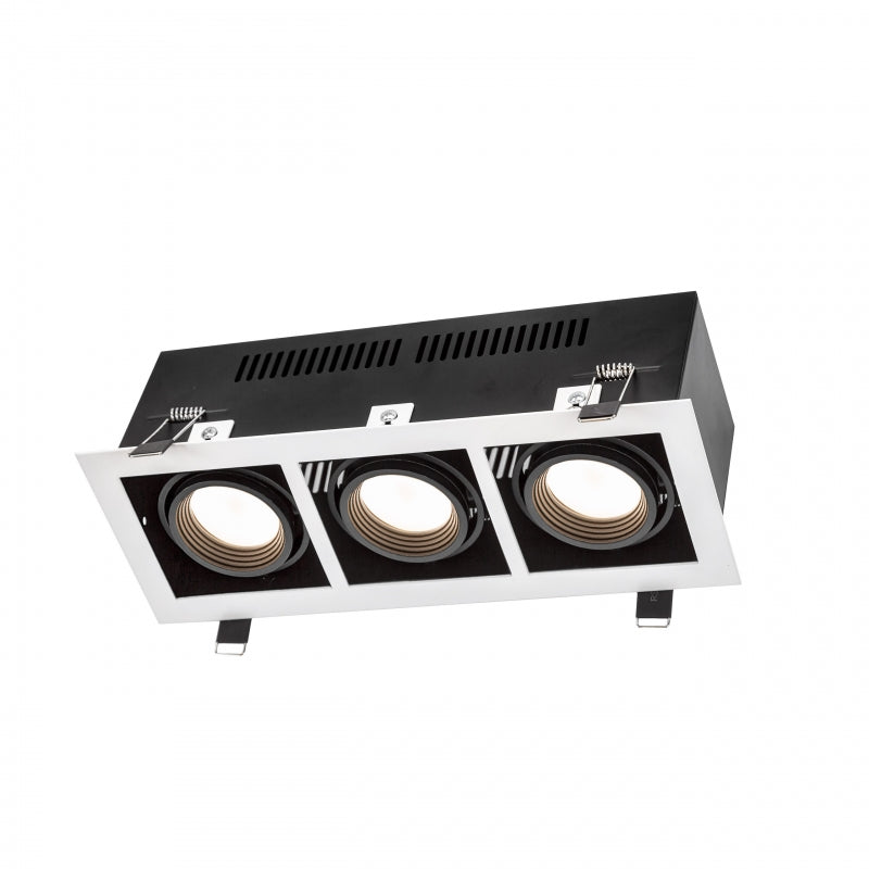 Cadre encastré Spectrum LED pour 3x GU10, boîtier en aluminium blanc, 3x10W max, 250V, éclairage intérieur IP20