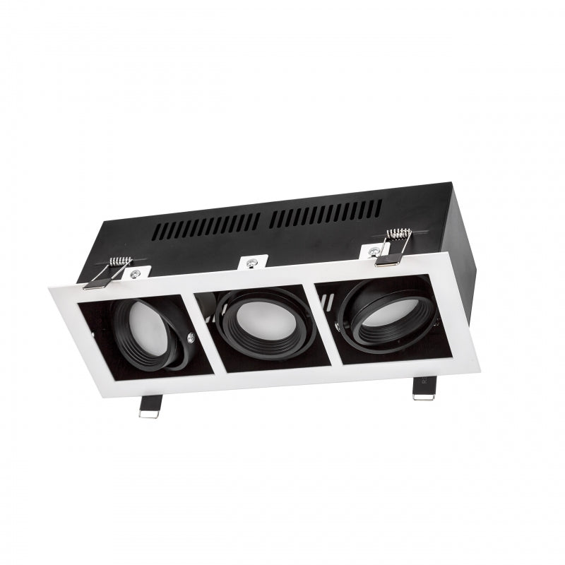 Cadre encastré Spectrum LED pour 3x GU10, boîtier en aluminium blanc, 3x10W max, 250V, éclairage intérieur IP20