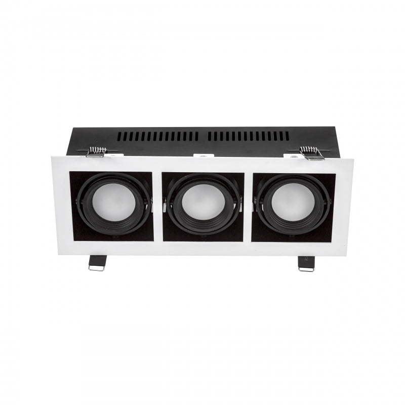 Cadre encastré Spectrum LED pour 3x GU10, boîtier en aluminium blanc, 3x10W max, 250V, éclairage intérieur IP20