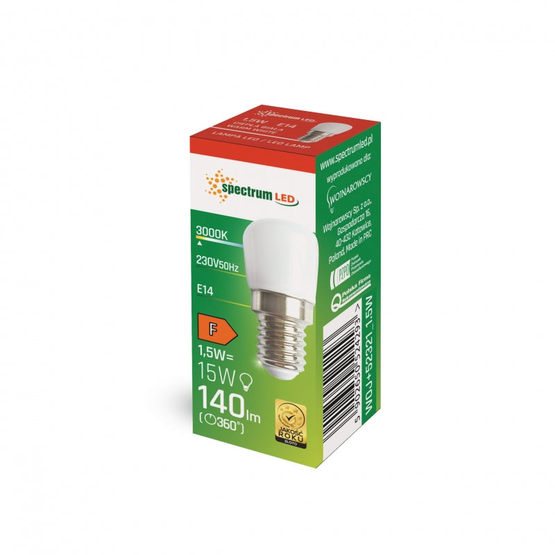 Ampoule Spectrum LED T26 E14 1.5W 230V 3000K Blanc Chaud 140 lumens non dimmable usage intérieur