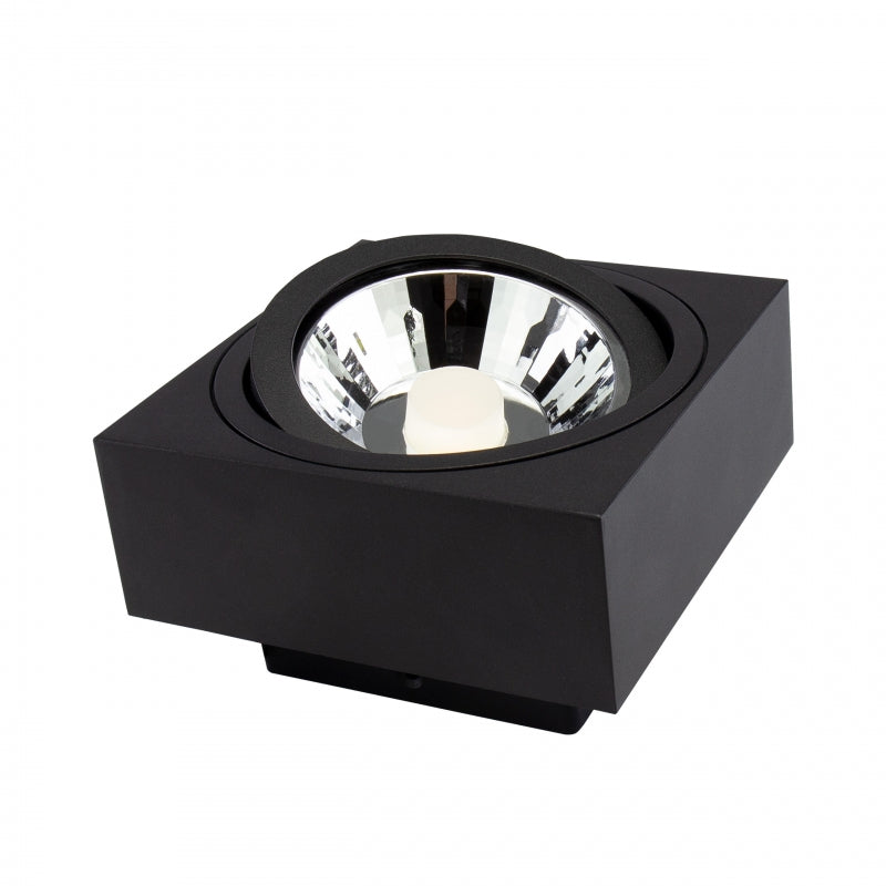 Spot LED en saillie Spectrum MIRORA AR111 GU10 Noir orientable 20W 250V IP20 145x145x85mm