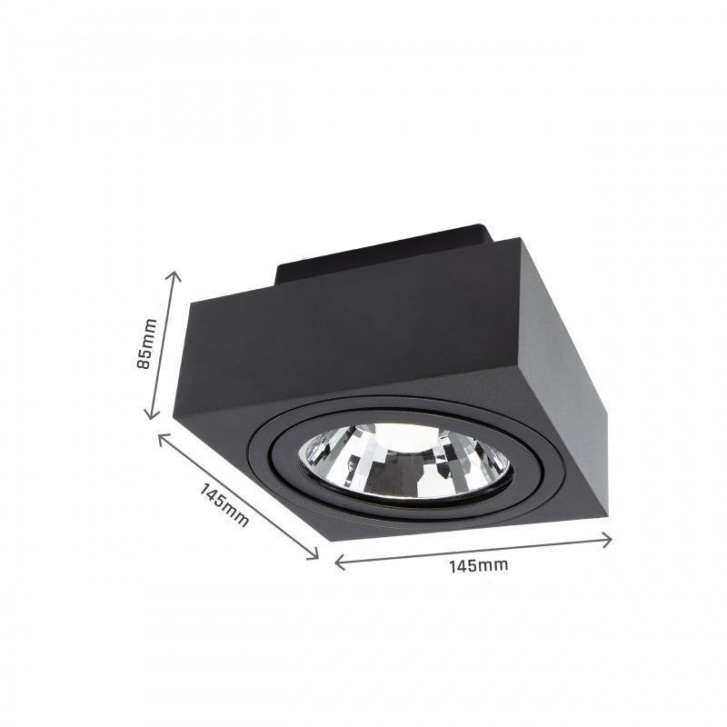 Spot LED en saillie Spectrum MIRORA AR111 GU10 Noir orientable 20W 250V IP20 145x145x85mm