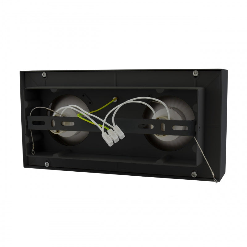 Spectrum MIRORA AR111 GU10 surface spotlight, 2x20W LED, 250V IP20, black adjustable rectangular ceiling mount