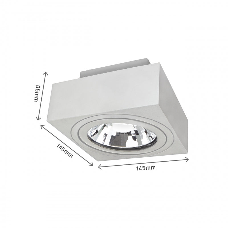 Spectrum MIRORA AR111 surface-mounted GU10 spotlight, 250V, 20W max, IP20, adjustable White aluminum housing