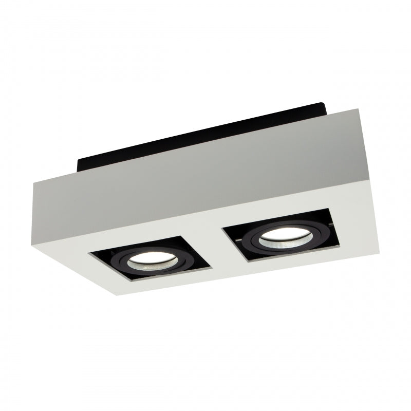 Spectrum MIRORA GU10 surface ceiling spotlight, 2x10W LED, 250V, IP20, adjustable, White Black aluminum