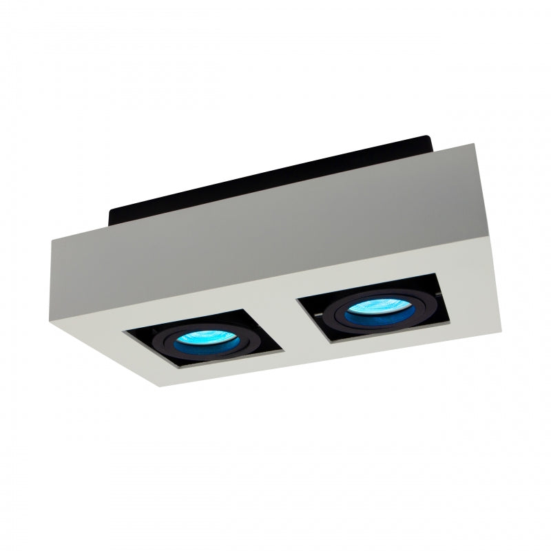 Spectrum MIRORA GU10 surface ceiling spotlight, 2x10W LED, 250V, IP20, adjustable, White Black aluminum