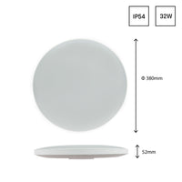 Plafonnier LED Spectrum NYMPHEA 32W 3000K 2200 lumens IP54 Blanc Noir rond 380mm montage en saillie