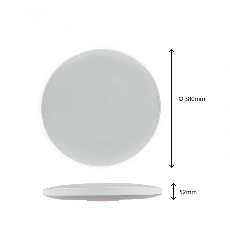 Plafonnier LED Spectrum NYMPHEA 32W 3000K 2200 lumens IP54 Blanc Noir rond 380mm montage en saillie