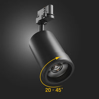 Spectrum PAVA BASIC Spot LED sur rail 20W CCT 230V 3-Phases 20-45° Noir IP20 2225 lumens CRI 80