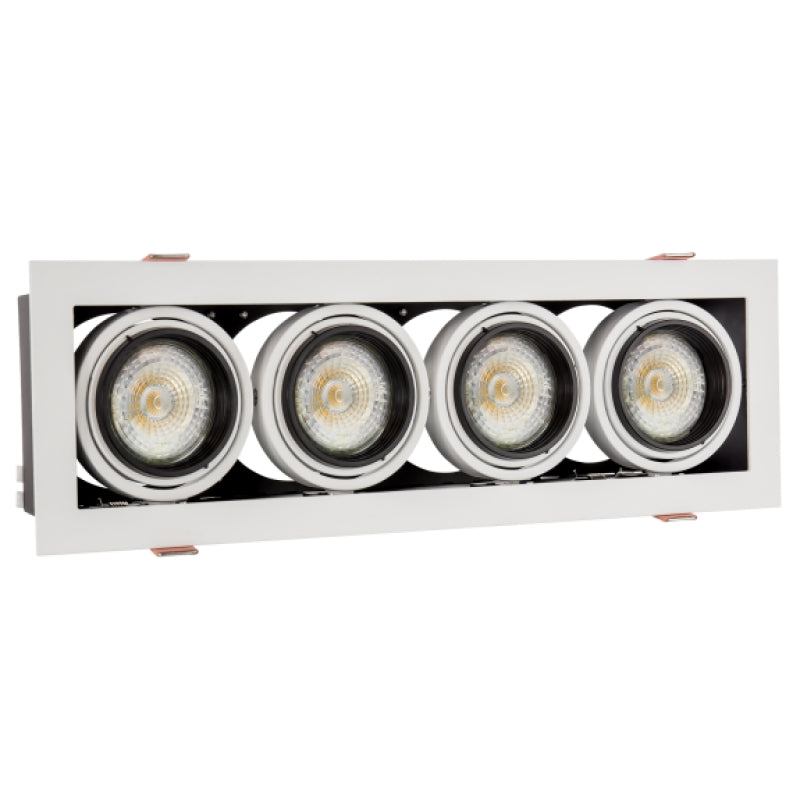 Cadre encastré LED GU10 x4 Spectrum, 4x10W, 250V, IP20, boîtier en aluminium blanc pour éclairage intérieur