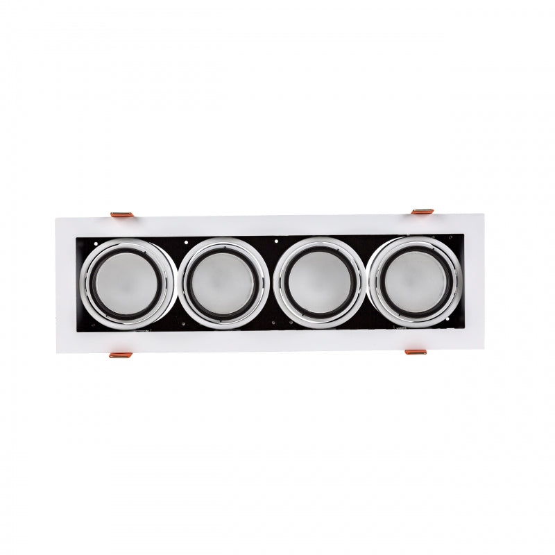 Cadre encastré LED GU10 x4 Spectrum, 4x10W, 250V, IP20, boîtier en aluminium blanc pour éclairage intérieur
