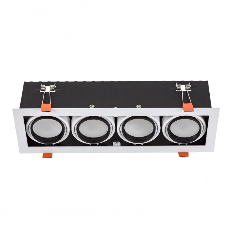 Cadre encastré LED GU10 x4 Spectrum, 4x10W, 250V, IP20, boîtier en aluminium blanc pour éclairage intérieur