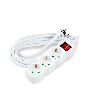 Technik Multiprise 3 voies avec câble cuivre 5m 1.5mm², interrupteur, blanc, 16A 250V