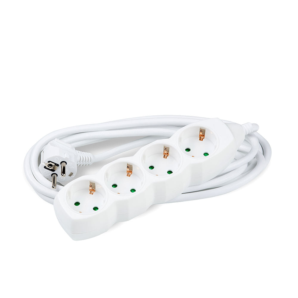 Bloc multiprise Technik 4 prises, câble en cuivre 3m 1,5mm², Blanc, 16A 250V avec protection enfants