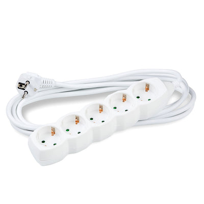 Prise multiple Technik 5 voies, câble cuivre 3m 1.5mm², 250V 16A blanc avec protection enfant