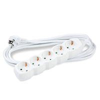 Prise multiple Technik 5 voies blanche, câble cuivre 5m 1.5mm², 16A 250V avec protection enfants
