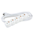 Technik 5-Way Extension Socket White, 5m Copper Cable 1.5mm², 16A 250V with Child Protection