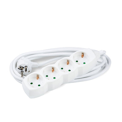 Multiprise Technik 4 prises, câble cuivre 1,5mm² de 5m, Blanc, 16A avec protection enfants