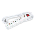 Multiprise Technik 5 prises, câble cuivre 3m 1.5mm², interrupteur, Blanc, 16A