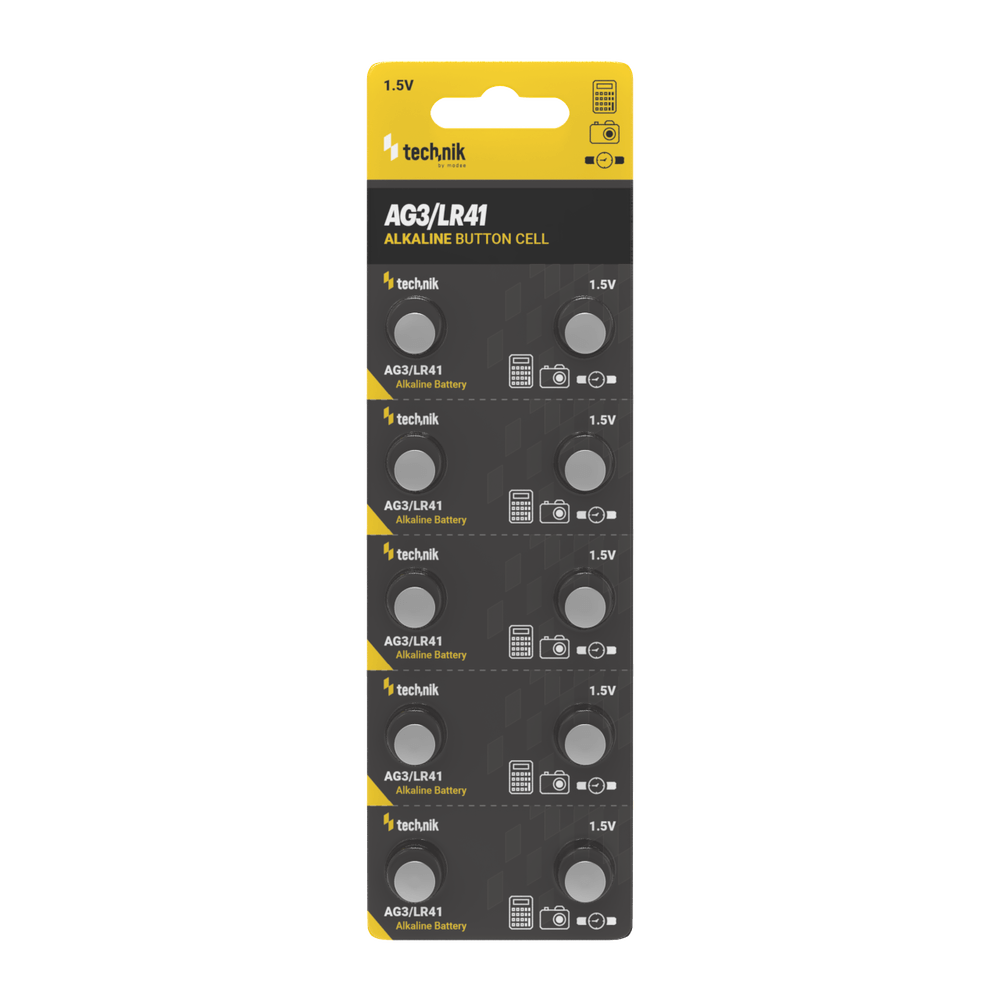 Technik Platinum AG3 LR41 192 392 1.5V Pile bouton alcaline Pack de 10 pour montres et petits appareils