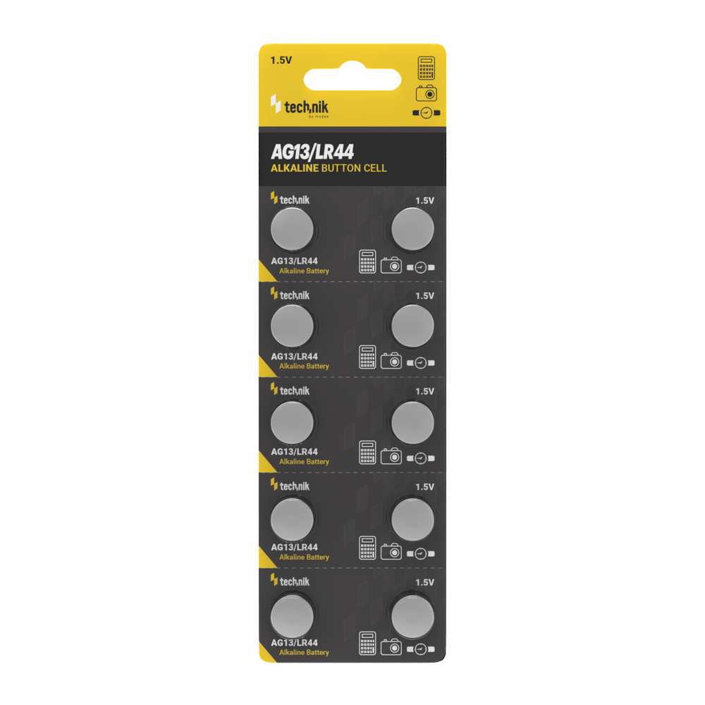 Technik Platinum Pile Bouton Alcaline AG13 LR44 A76 357 1.5V 155mAh B10 Pack de 10