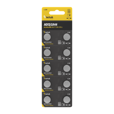 Technik Platinum Pile Bouton Alcaline AG13 LR44 A76 357 1.5V 155mAh B10 Pack de 10