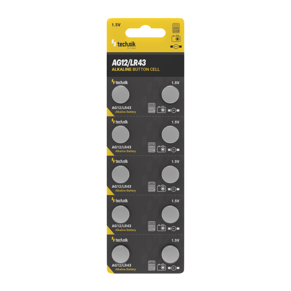 Technik Platinum Pile Bouton Alcaline AG12 LR43 186 386 1.5V B10 paquet de 10 pour montres et petits appareils