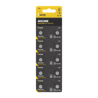 Technik Platinum Pile Bouton Alcaline AG4 LR66 377 1.5V Batterie Bouton 10 Pack