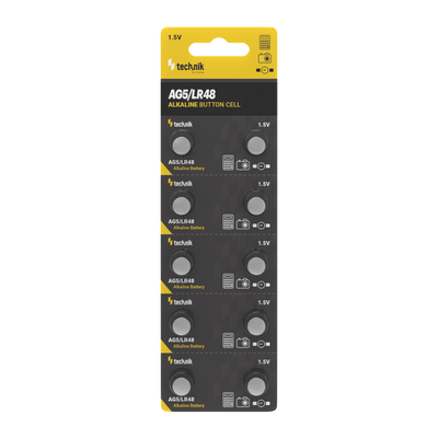 Technik Platinum Pile bouton alcaline AG5 LR48 193 393 1.5V Pile bouton 10 Pack