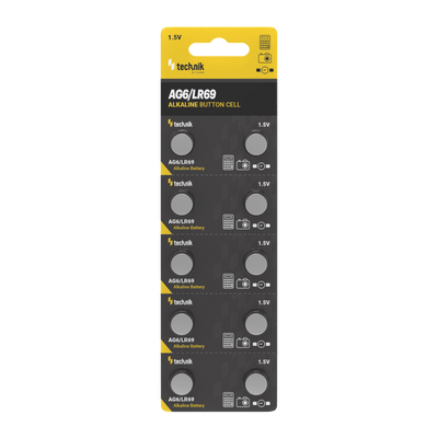 Piles alcalines bouton Technik Platinum 1,5V AG6 LR69 171 371 lot de 10 pour montres et appareils électroniques