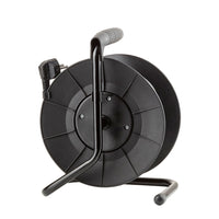 Technik Enrouleur de Câble Professionnel 25m 1.5mm² 16A avec 4 Prises EU et Interrupteur Noir