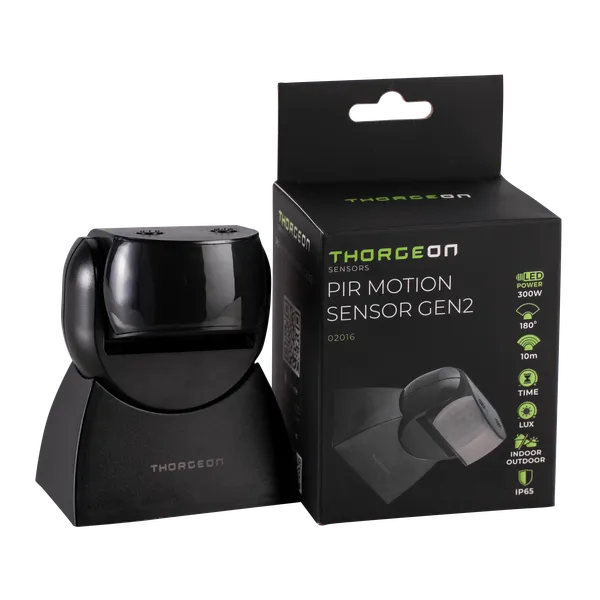 Détecteur de mouvement LED Thorgeon Noir montage en surface 180° IP65 max 300W 220-240V CE RoHS