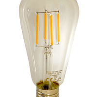 Lcb lampe à filament led st64 edison verre clair e27 4w 390 lumen 2700k blanc chaud