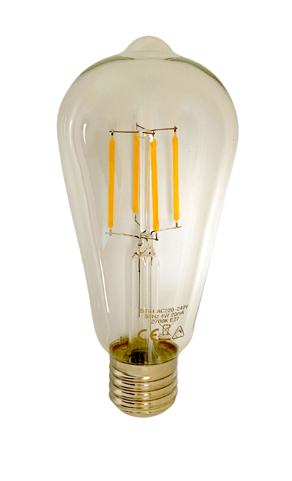 Lcb lampe à filament led st64 edison verre clair e27 4w 390 lumen 2700k blanc chaud
