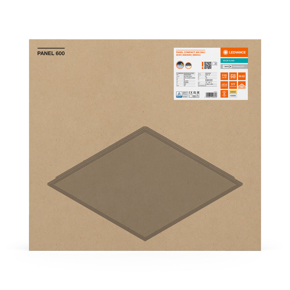 Panneau LED Tsong 60x60cm 35W commutateur CCT 2700K 4000K 4200 lumens UGR19 IP20 gradable DALI