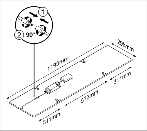 Panneau LED Tsong 33W 3000K 4320 lumens 120x30cm UGR<19 IP20 aluminium blanc sans scintillement