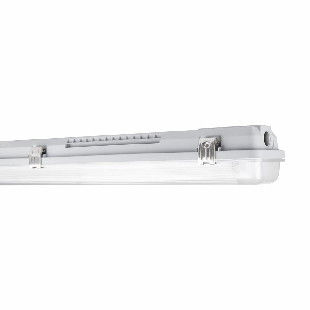Luminaire tube LED Tsong 120cm IP65 étanche pour deux tubes LED, finition aluminium doré mat