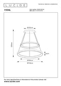 Lucide LED pendant light - dimmable 92W, 2700K warm gold brass finish - Ø 78 cm chandelier
