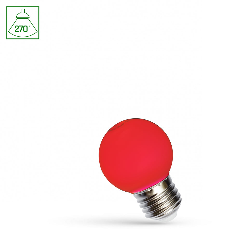 Lampe Spectrum LED G45 rouge E27 230V 1W - éclairage d'ambiance économe en énergie, durée de vie de 17000h, angle de rayonnement de 270°