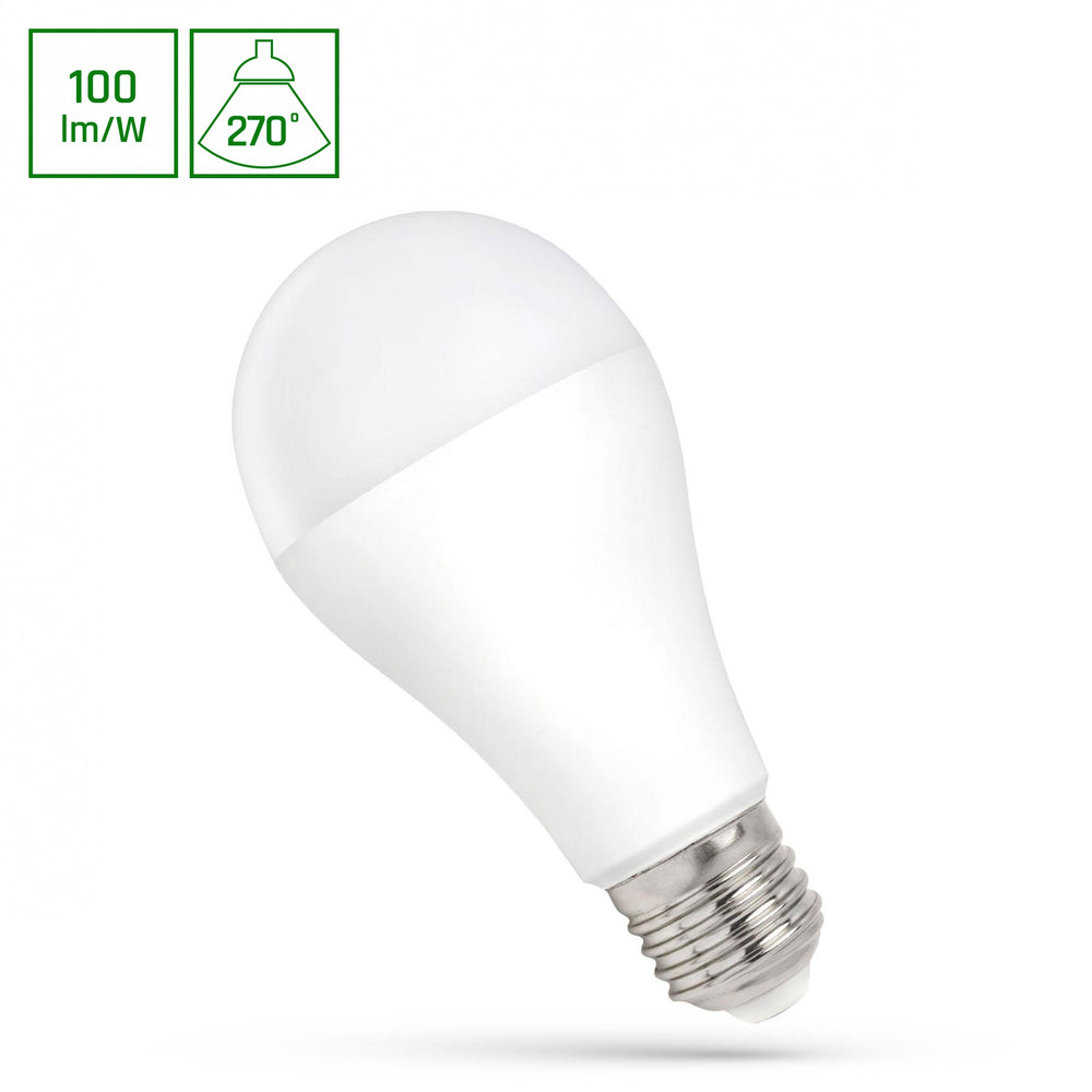 Lampe LED Spectrum E27 15W 3000K blanc chaud avec 1500 lumens et faisceau lumineux de 270° pour usage intérieur