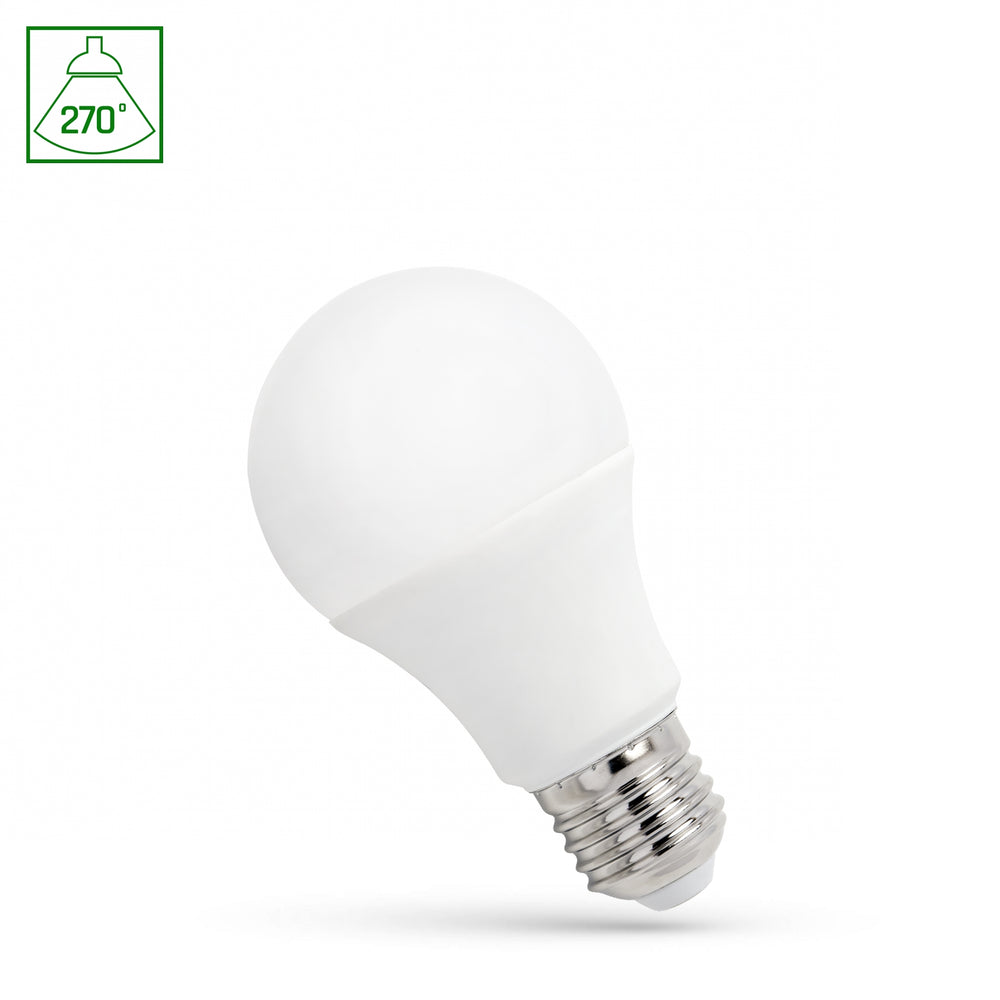 Lampe Spectrum LED A60 9W E-27 blanc chaud 3000K, 820 lumens, IP20, non dimmable, 230V, CRI &gt;80, faisceau lumineux de 270°