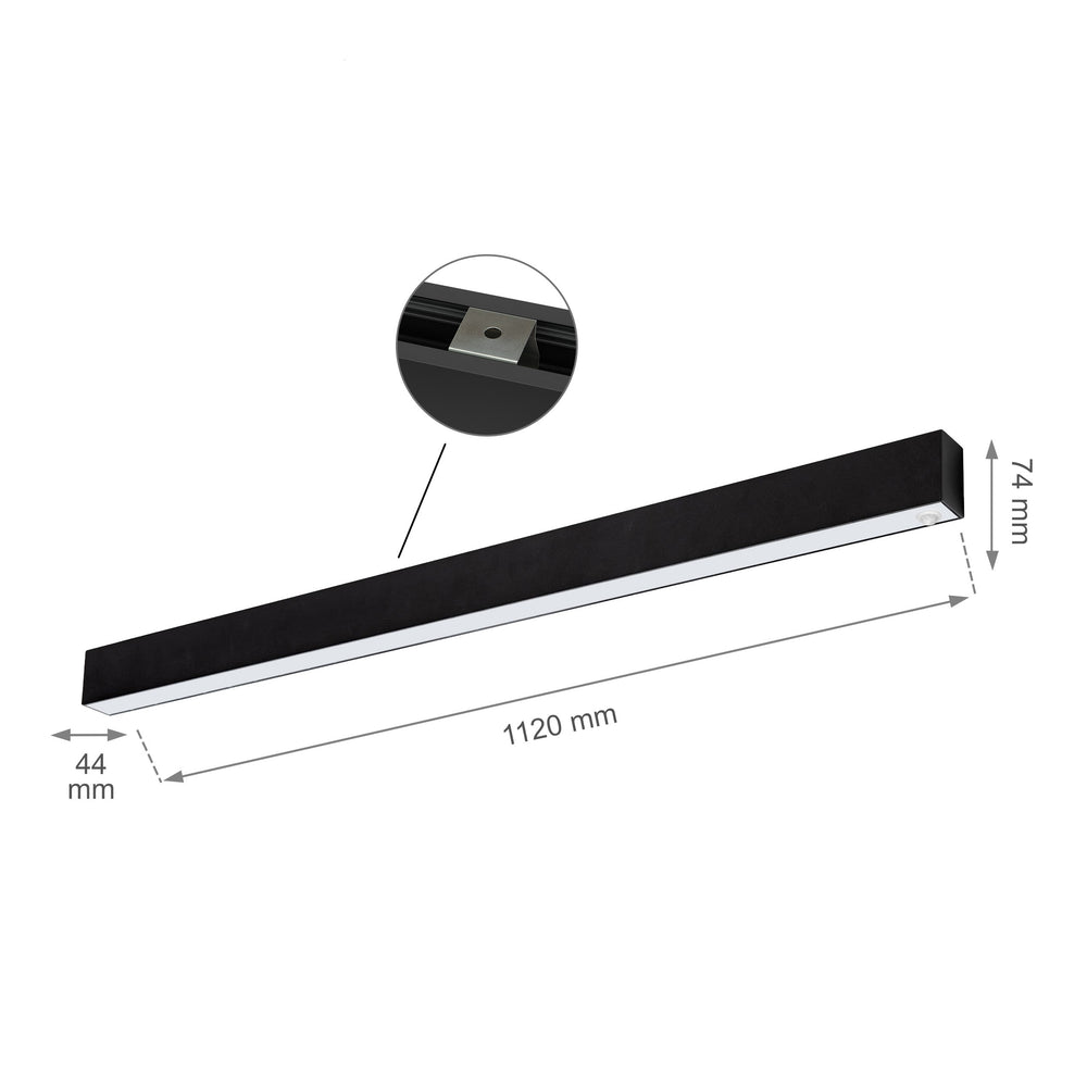Plafonnier LED Spectrum ALLDAY GO 36W 230V 4000K 4900 lumens IP20 Noir avec détecteur 112cm montage en saillie