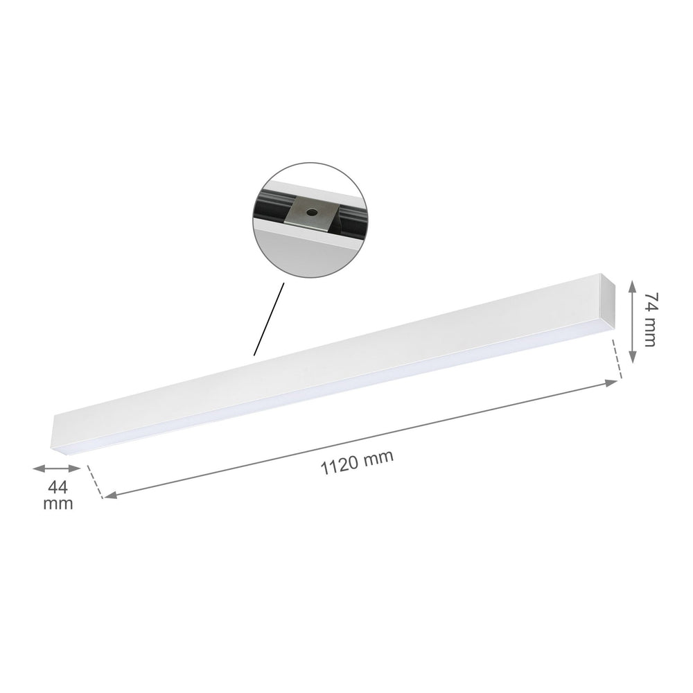 Barre LED Spectrum Allday 36W, 4000K, 4900 lumens utiles, faisceau de 115°, IP20, blanc, 112cm, montage en surface, garantie de 2 ans