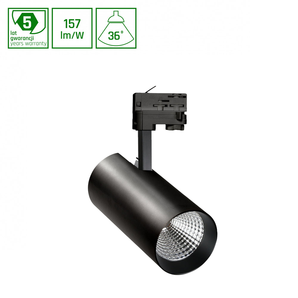 Spectrum MDR BRANTA LED Track Light 21W 230V 4000K 3300 lumens CRI 90 36° Black IP20 3-Phase Dimmable